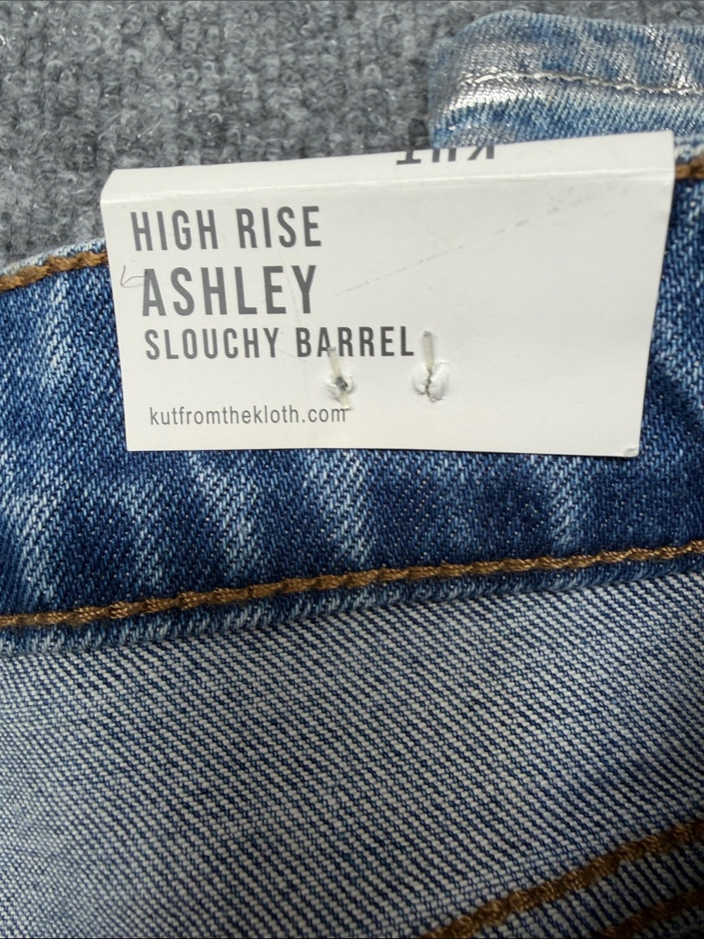 Kut from the Kloth Metallic Silver Ashley Barrel Jeans - Picture 12 of 14